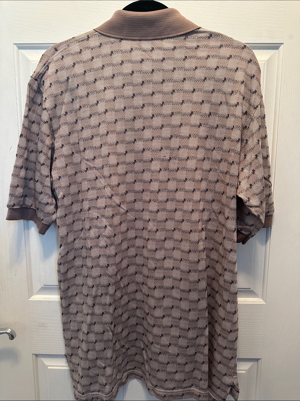 Clark Gregory Classic Collection Fine Golfwear Men's Taupe Patterned Polo Med - Picture 3 of 3